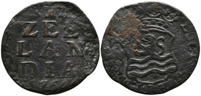 ЗЕЛАНДИЯ, НИДЕРЛАНДЫ 1 ДУИТ 1764 ПРОВИНЦИЯ KM 81 медь 4529-1057