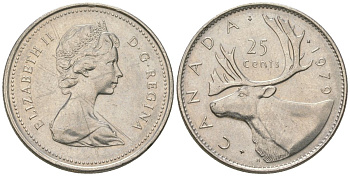 Канада 25 центов 1979 Елизавета II (1952-2022), олень KM 74 никель aUNC 4616-753