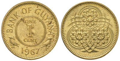 Гайана 1 цент 1967 Республика KM 31 никель латунь UNC 4124-319