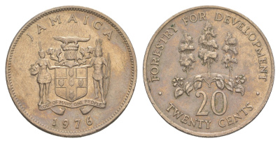 Ямайка 20 центов 1976 ФАО - FORESTRY FOR DEVELOPMENT KM 69 медно-никель 4652-557