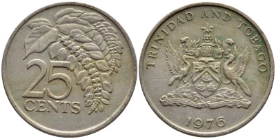 Тринидад и Тобаго 25 центов 1976 цветок дикая пуансеттия KM 28 медно-никель 4396-719
