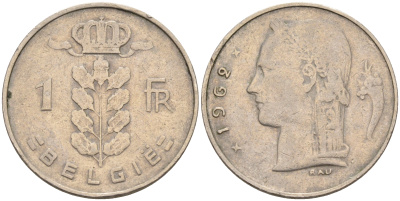 Бельгия 1 франк 1962 Belgie KM 143.1 медно-никель    4592-1241