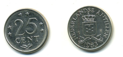 Нидерландские Антилы 25 центов 1983 Беатрикс (1980-2013) KM 11 никель 46-1142