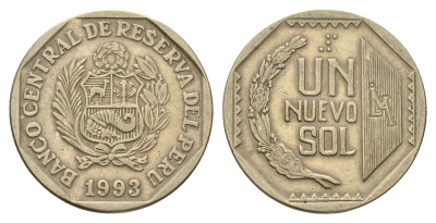 Перу 1 соль 1993 KM 308 медно-никель 4114-1155