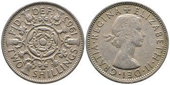 Великобритания 2 шиллинга (флорин) 1963 Елизавета II (1952-2022) KM 906, Spink 4146 медно-никель 59-1811