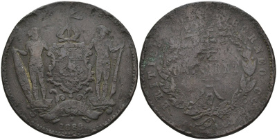 Британское Северное Борнео 1 цент 1889 Н KM 2 бронза 4593-345