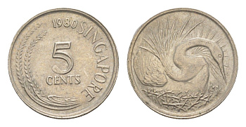 Сингапур 5 центов 1980 KM 2 медно-никель 4640-536