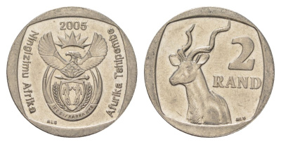 ЮАР 2 ранда 2005 KM 296 медь плакированная никелем UNC 4628-137