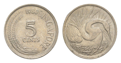 Сингапур 5 центов 1980 KM 2 медно-никель 4640-536