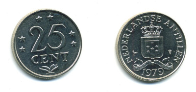 Нидерландские Антилы 25 центов 1979 Юлиана (1948-1980) KM 11 никель 46-1247