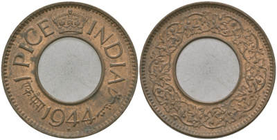 Британская Индия 1 пайс 1944 Георг VI (1936-1952) KM 533 бронза 33-1015