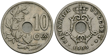 Бельгия 10 сантимов 1903 Belgie KM 49 медно-никель 4172-1114