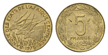 Центральная Африка (BEAC) 5 франков 1976 KM 7 медь алюминий никель aUNC 4685-1014