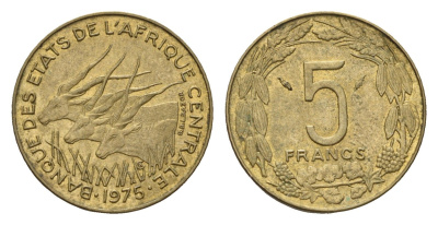 Центральная Африка (BEAC) 5 франков 1976 KM 7 медь алюминий никель aUNC 4685-1014