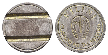 Италия, Кузаго жетон "filini" подкова, диаметр 24 мм, вес 6 гр нержавеющая сталь 4670-627