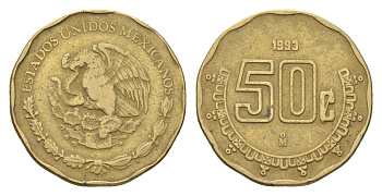 Мексика 50 сентаво 1993 KM 549 алюминиевая бронза 4664-762