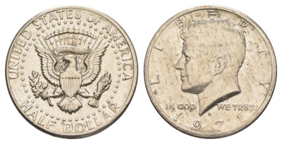 США 1/2 доллара (50 центов) 1971 D, Джон Кеннеди KM 202b медь плакированная медно-никелем aUNC 88-232