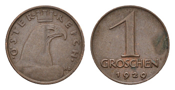 Австрия 1 грош 1929 KM 2836 бронза 4651-535