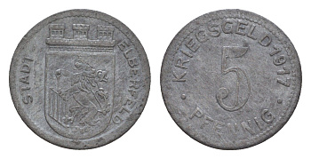Эльберфельд 5 пфеннигов 1917 Funck 111.1, Men05 6413.1, Men18 8040.1 цинк 4659-235