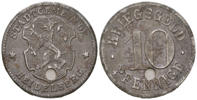 Гейдельберг 10 пфеннигов ND (1918-1919) Funck 203.1, Men18 14006.2 железо 188-1038