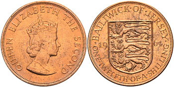 Джерси 1/12 шиллинга 1964 Елизавета II (1952-2022) KM 21 бронза aUNC 4367-321