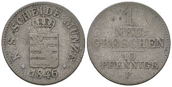 Саксония 1 новый грош 1846 F, Фридрих Август II (1836-1854) KM 1159 серебро 4147-368