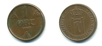 НОРВЕГИЯ 1 ЭРЕ 1948 KM 367 бронза 04-1025