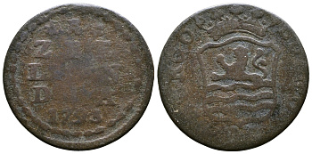 НИДЕРЛАНДЫ ЗЕЛАНДИЯ 1 ДУИТ 1793 KM 105 медь 84-631