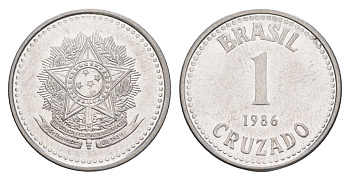 Бразилия 1 крузадо 1986 KM 605 нержавеющая сталь UNC 4642-1241