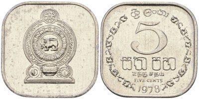 Шри-Ланка 5 центов 1978 KM 139a алюминий 4136-559