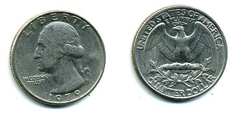 США 25 ЦЕНТОВ = КВОТЕР 1979 ВАШИНГТОН KM А164а медь плакированная медно-никелем 59-1915