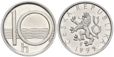 Чехия 10 геллеров 1999 KM 6 алюминий 4152-769