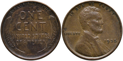 США 1 ЦЕНТ 1935 ЛИНКОЛЬН KM 132 бронза 4396-625