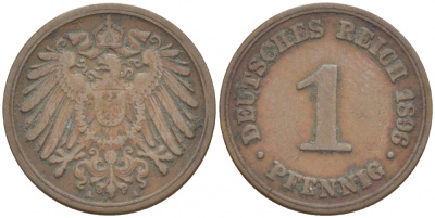 ГЕРМАНИЯ 1 ПФЕННИГ 1896 А KM 10, J. 10 медь 4532-522
