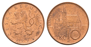 Чехия 10 крон 1996 кафедральный собор, город Брно KM 4 сталь плакированная медью aUNC 4622-417