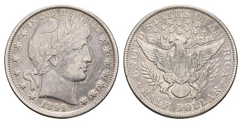 США 1/2 доллара (50 центов) 1899 50 центов Барбера KM 116 серебро    5010-1622