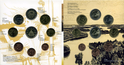 Финляндия евронабор из 8 монет + 2 евро юбилейная 2009 200 лет автономии (1809-2009), официальный набор в оригинальном буклете UNC 5-6-2-12