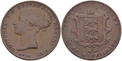 Джерси 1/26 шиллинга 1841 Виктория (1837-1901) KM 2 медь 117-917