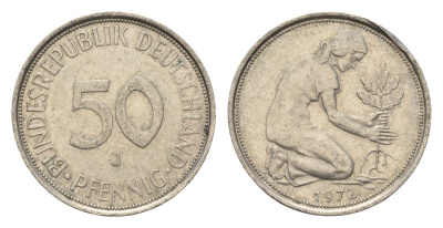 ФРГ 50 пфеннигов 1972 J KM 109, J. 384 медно-никель 4697-748