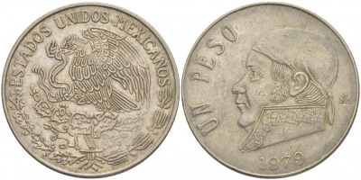 Мексика 1 песо 1979 Хосе Мария Морелос KM 460 медно-никель 3851-545