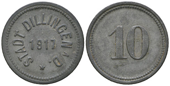 Диллинген-ан-дер-Донау (Бавария) 10 пфенингов 1917 Funck?94.2, Men18?6499.2 цинк 99-229