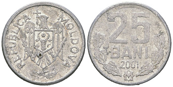 Молдавия (Молдова) 25 бани 2001 KM 3 алюминий 4580-515
