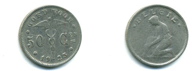 БЕЛЬГИЯ 50 САНТИМОВ 1923 04-147