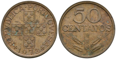 Португалия 50 сентаво 1973 KM 596 бронза 4148-347
