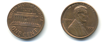 США 1 ЦЕНТ 1973 ЛИНКОЛЬН KM 201 медь цинк 89-515