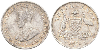 Австралия 3 пенса 1920 M, Георг V (1910-1936) KM 24 серебро 4621-1118
