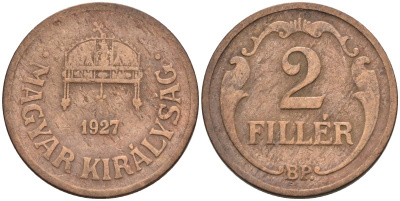 Венгрия 2 филлера 1927 BP KM 506 бронза 4115-1069