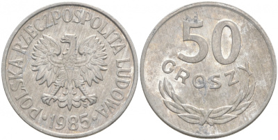 ПОЛЬША 50 ГРОШЕЙ 1985 MW KM 48.1 алюминий 68-355