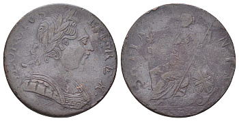 Великобритания 1/2 пенни 1770-1775 Георг III (1760-1820) KM 601, Spink 3774 медь 4707-855
