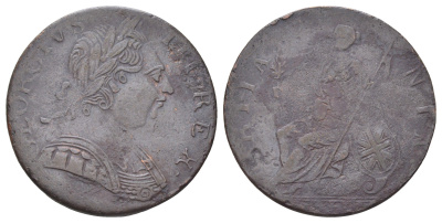 Великобритания 1/2 пенни 1770-1775 Георг III (1760-1820) KM 601, Spink 3774 медь 4707-855